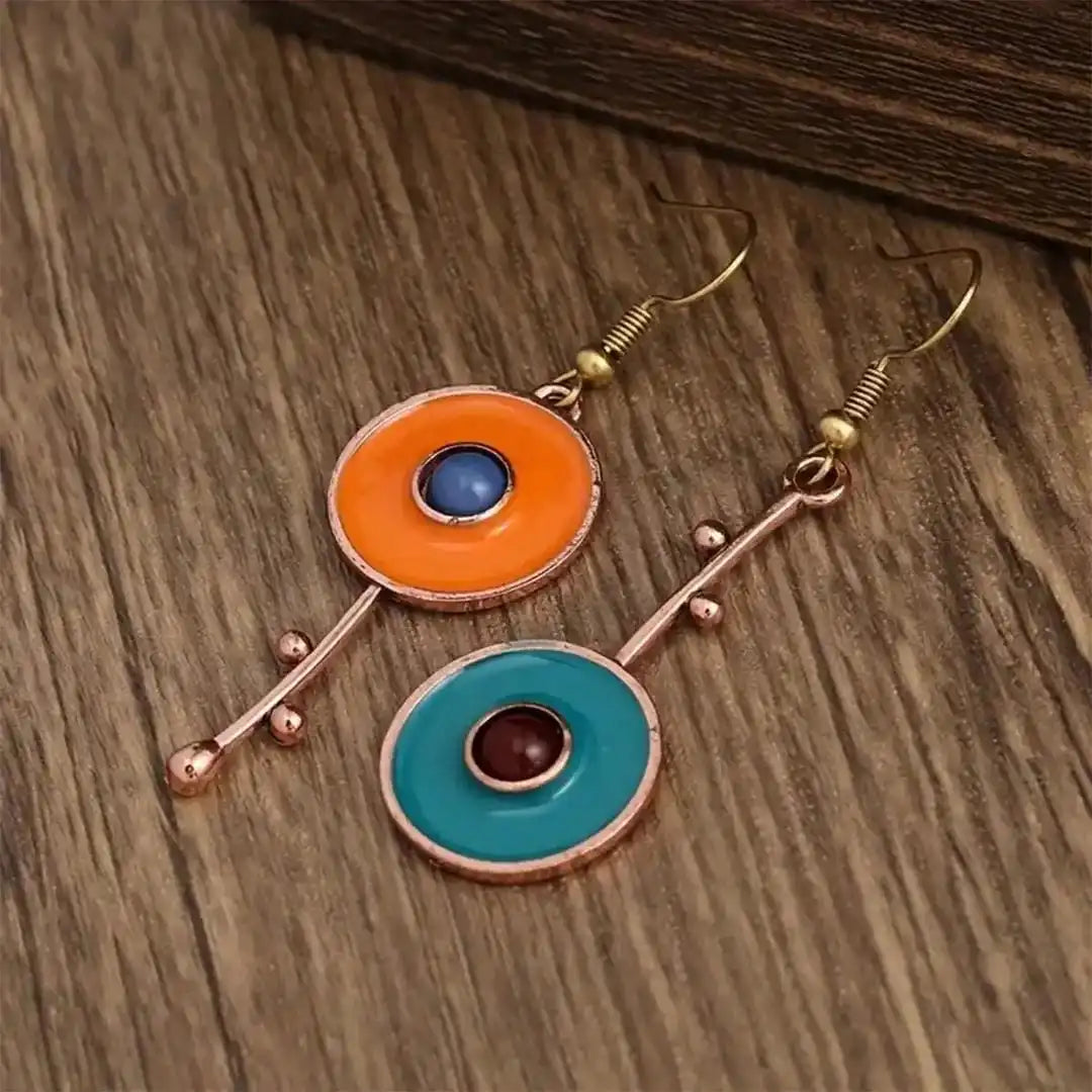 Antique bronze-colored stone earrings