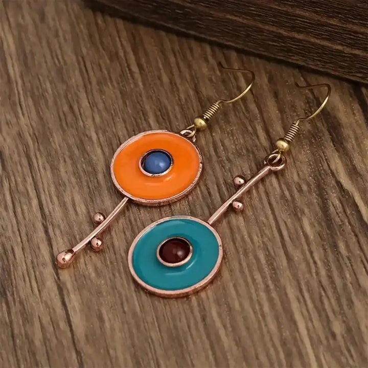 Antique bronze-colored stone earrings