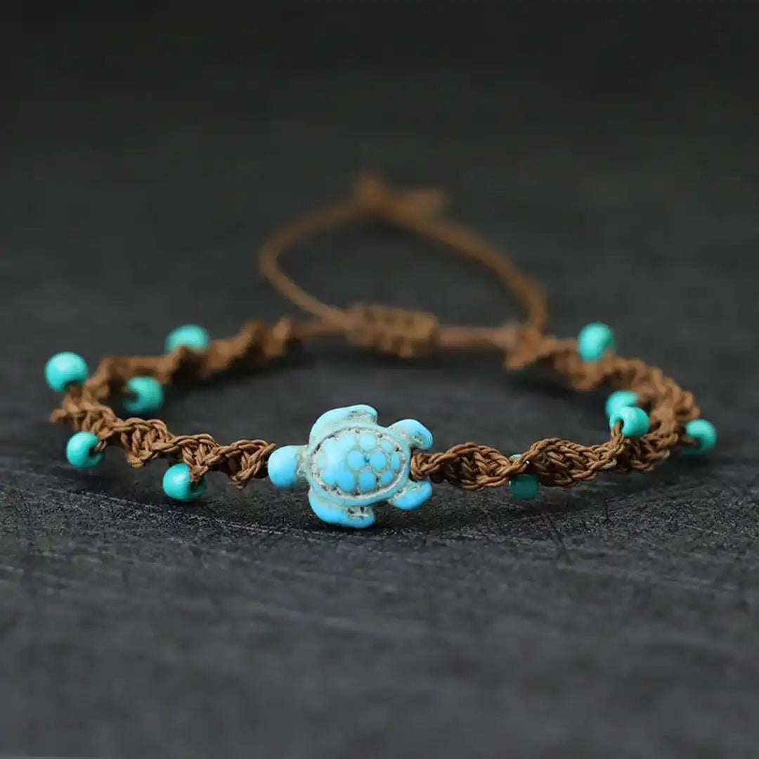 Boho Turtle Beaded Cord Bracelet
