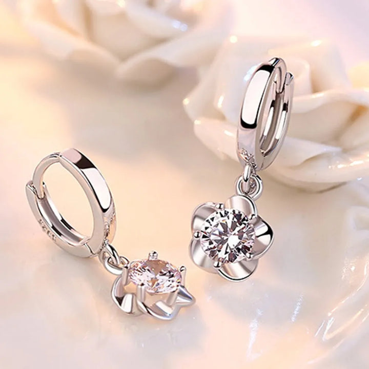 Sterling Silver Earrings with Purple and White Zircon - Haller