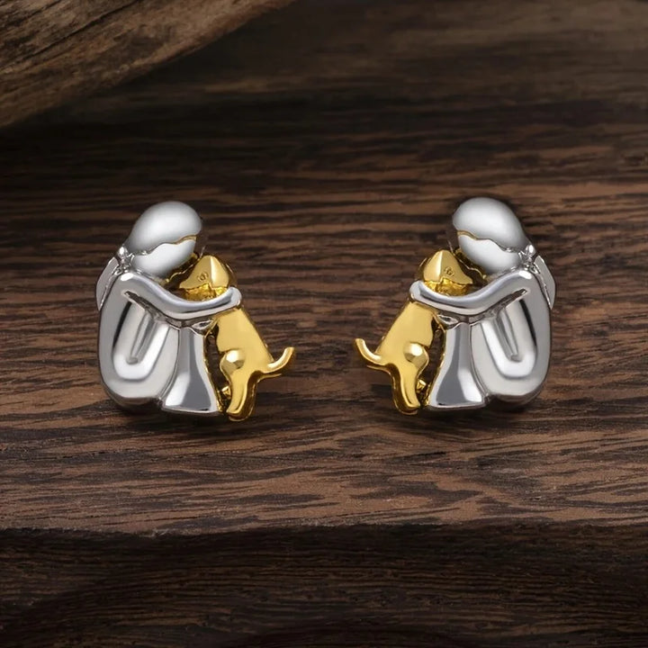 Two-tone silver and gold huggie earrings