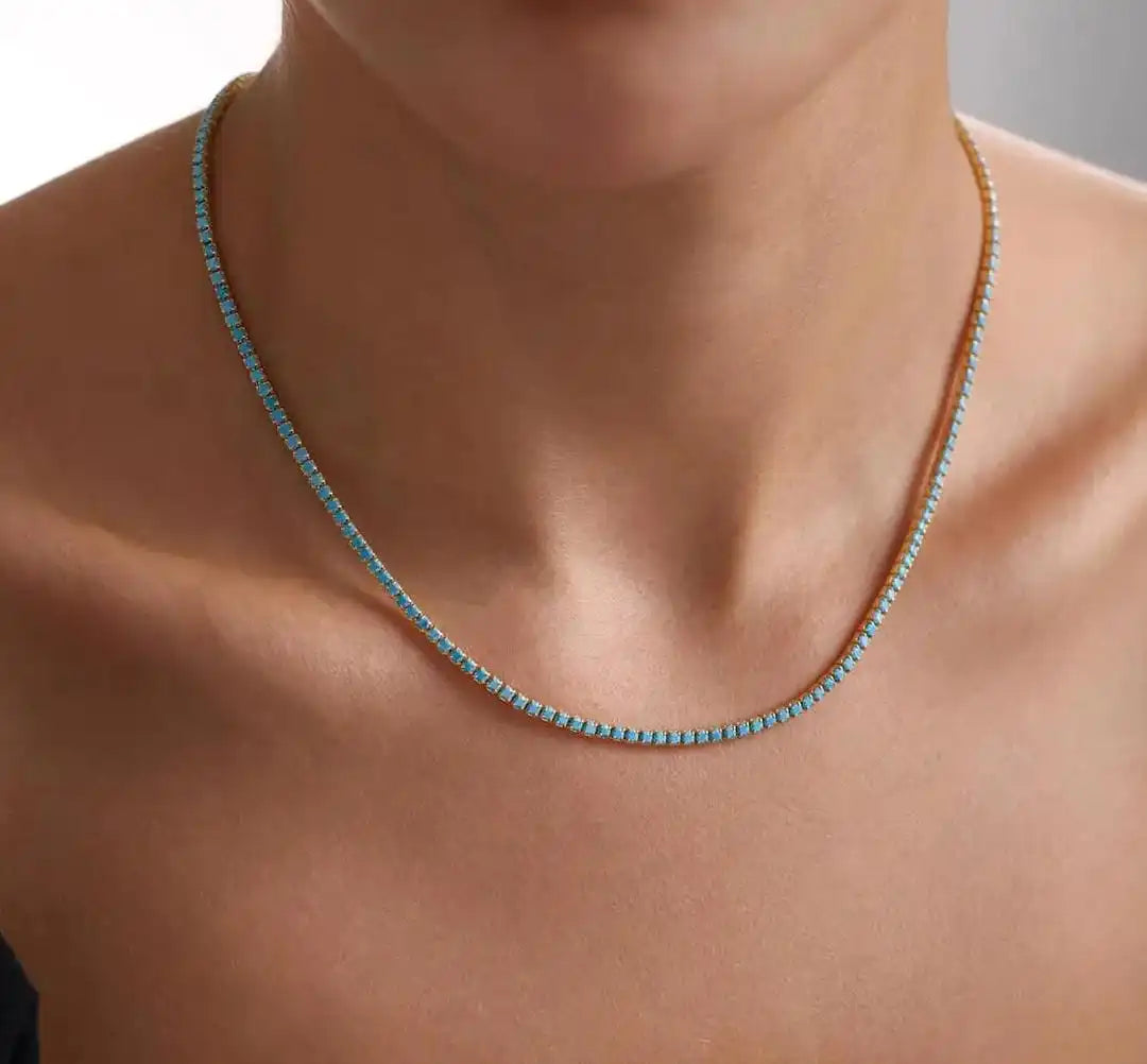 Vintage Gold Necklace with Turquoise Stone