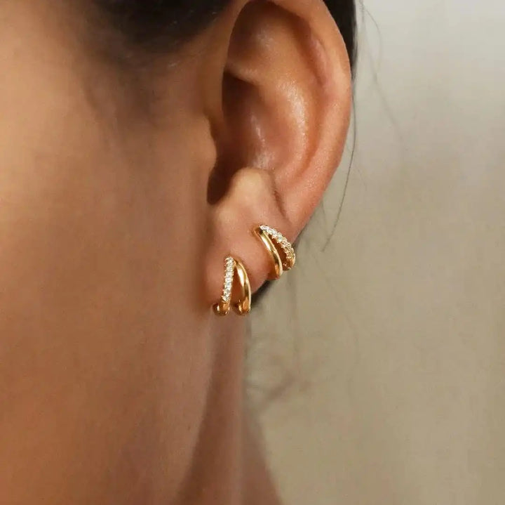 Timeless gold-tone cubic zirconia hoop earrings