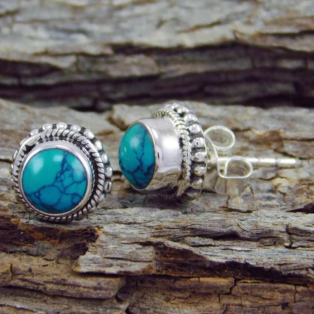 Vintage Boho Turquoise Imitation Stud Earrings