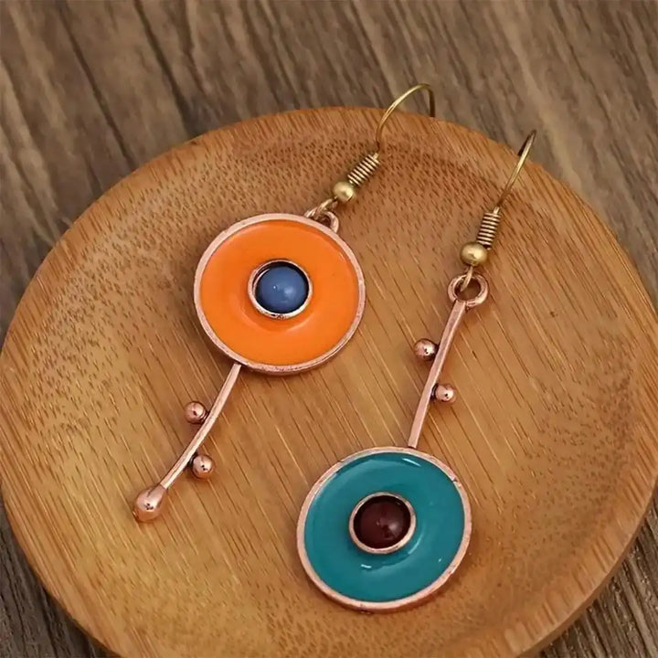 Antique bronze-colored stone earrings