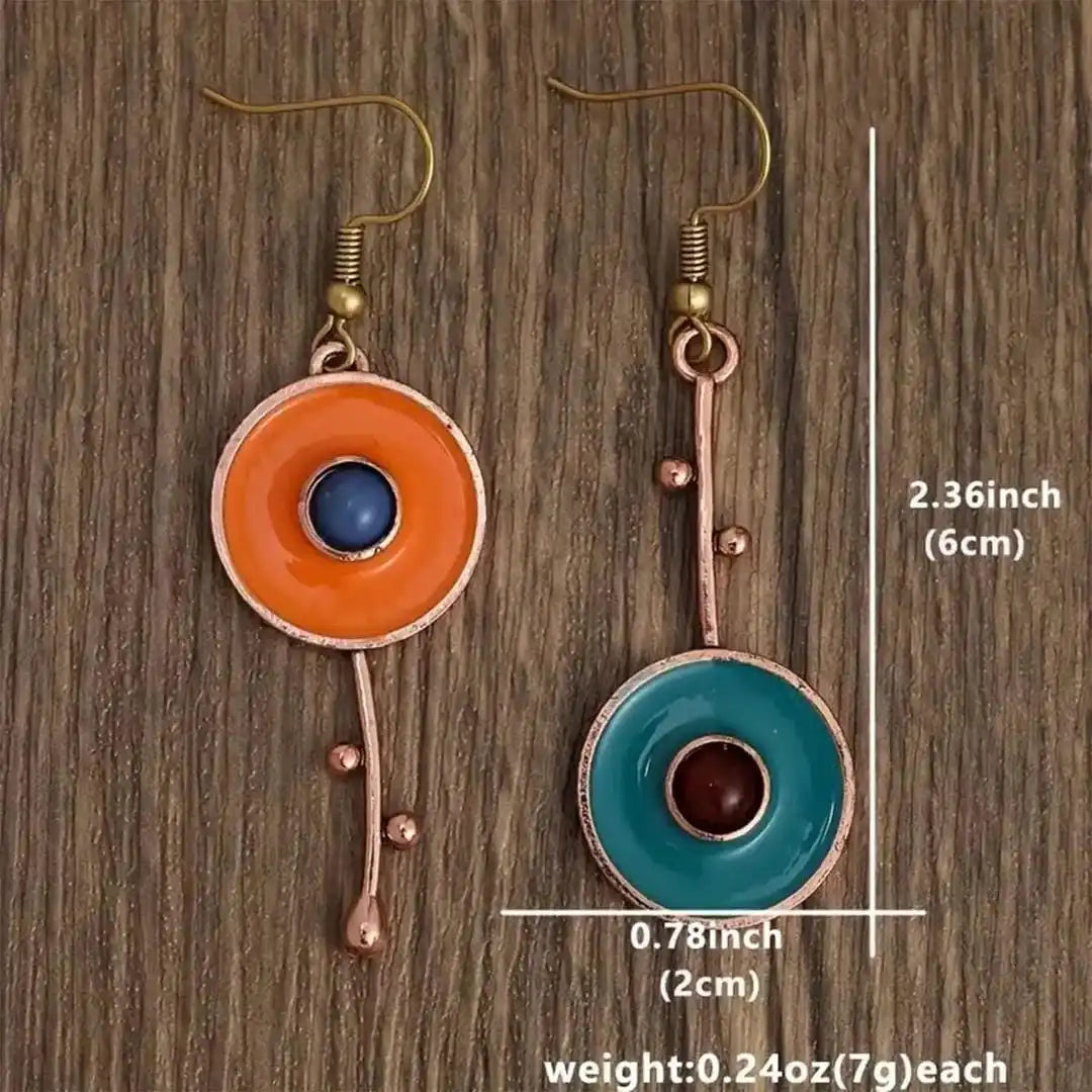 Antique bronze-colored stone earrings