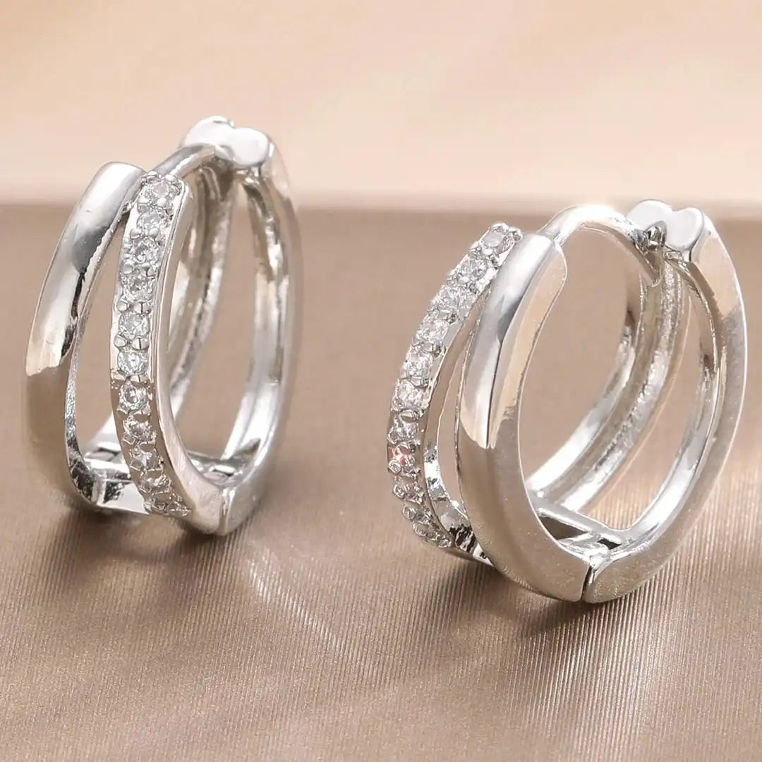 Timeless gold-tone cubic zirconia hoop earrings
