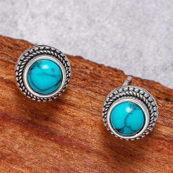Vintage Boho Turquoise Imitation Stud Earrings