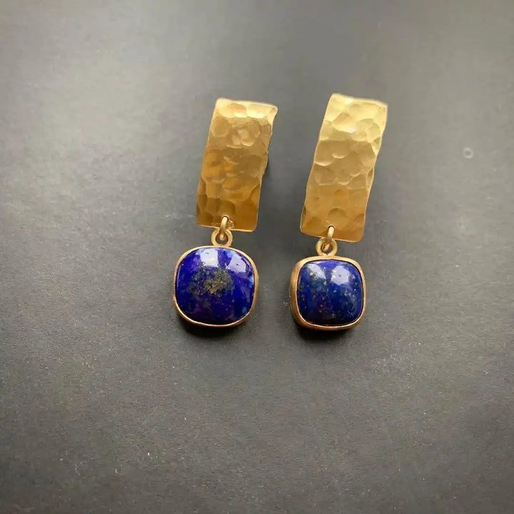 Boho square lapis lazuli drop earrings