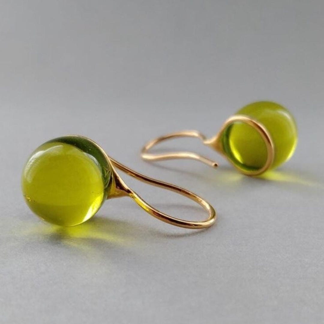 Vintage olive green crystal drop earrings