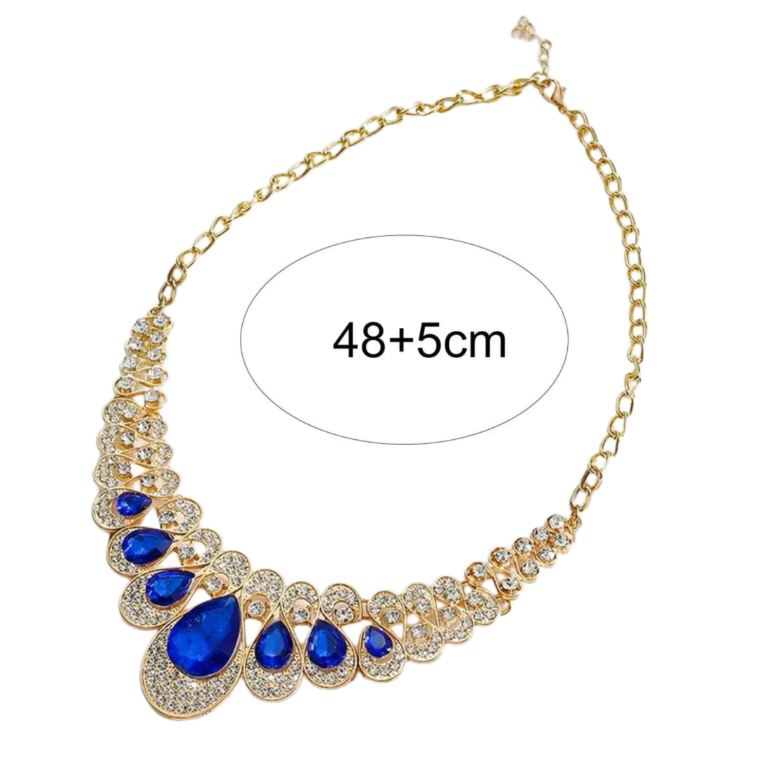 Royal Sapphire Statement Jewelry Set - Gold