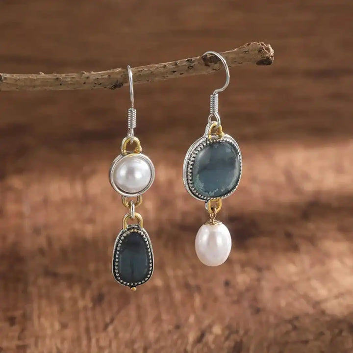 Vintage blue stone bead earrings