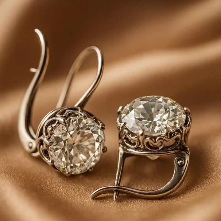 Luxurious Vintage Silver Zirconia Earrings