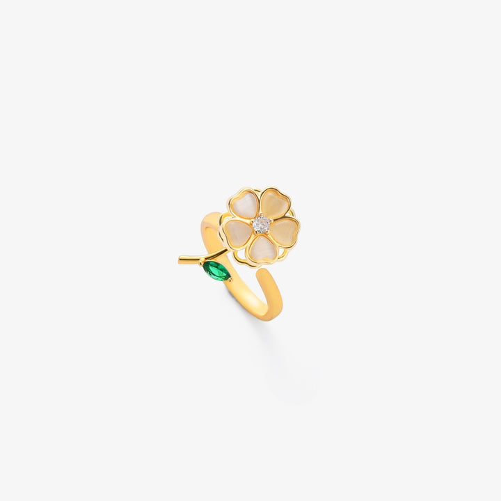Emerald Leaf-Blossom Bezel Setting | Gold