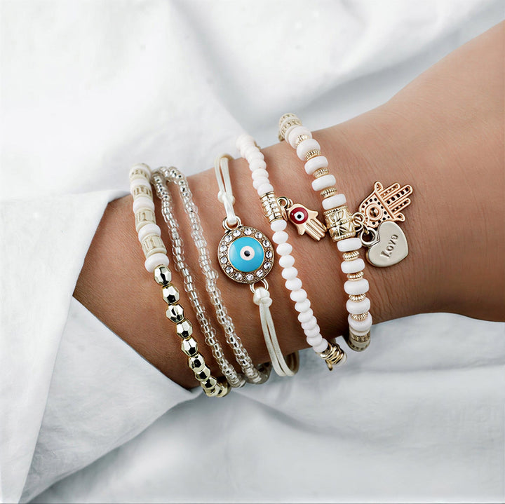 Elegant Gold Hamsa Bracelet Set