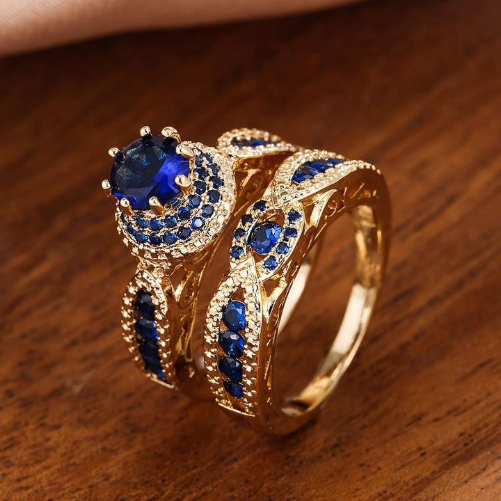 Victoria Gold-Plated Sapphire Ring Set