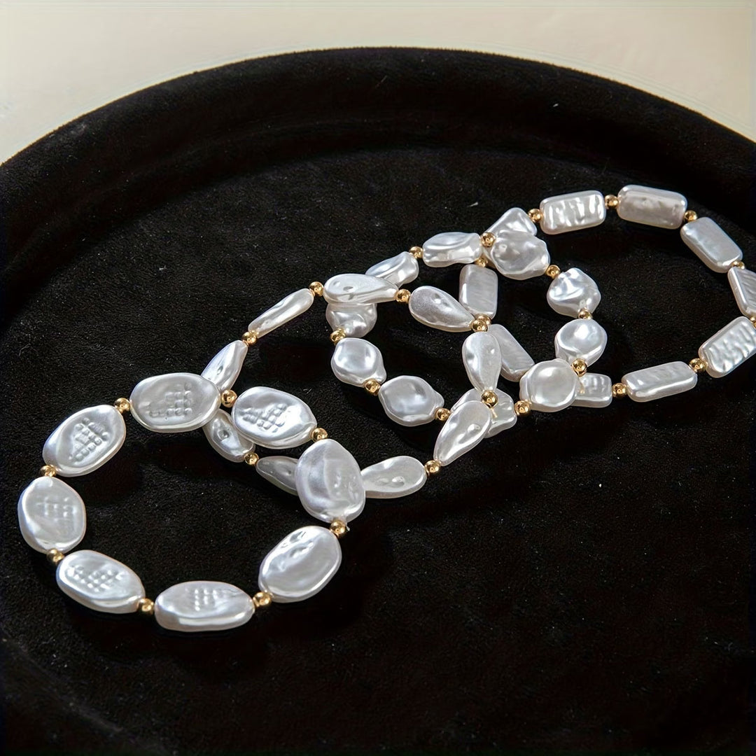 Set of 4 Pearl Statement Bracelets