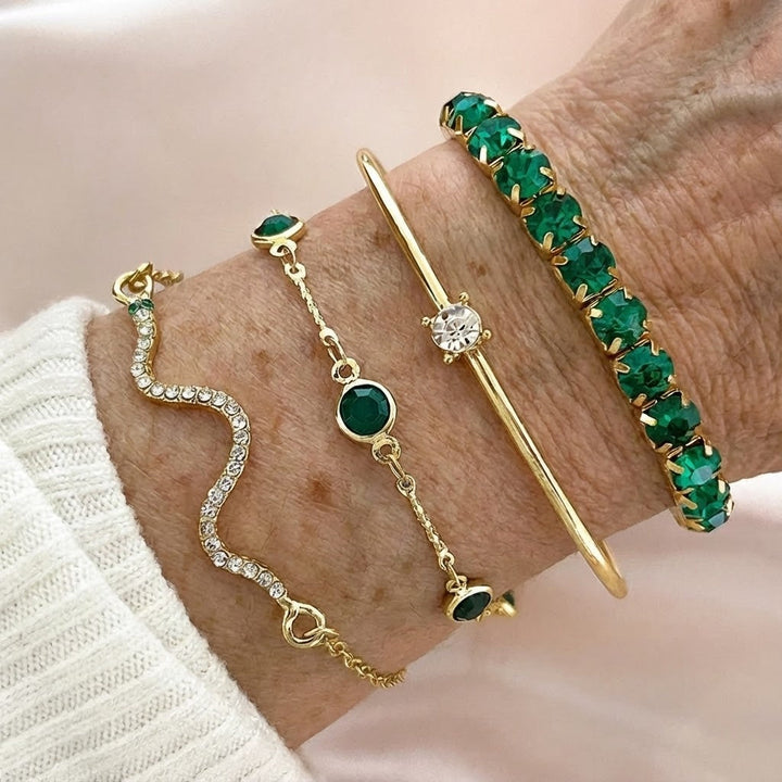 Layered Emerald Bracelet Set
