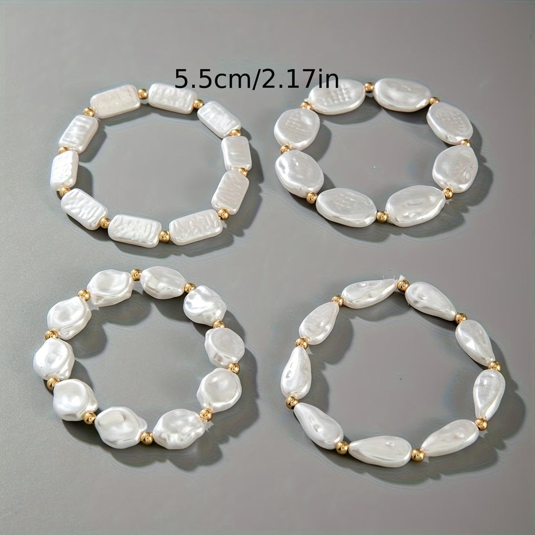 Set of 4 Pearl Statement Bracelets