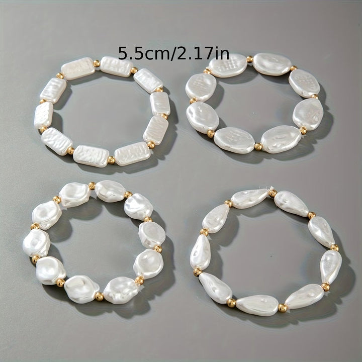 Set of 4 Pearl Statement Bracelets