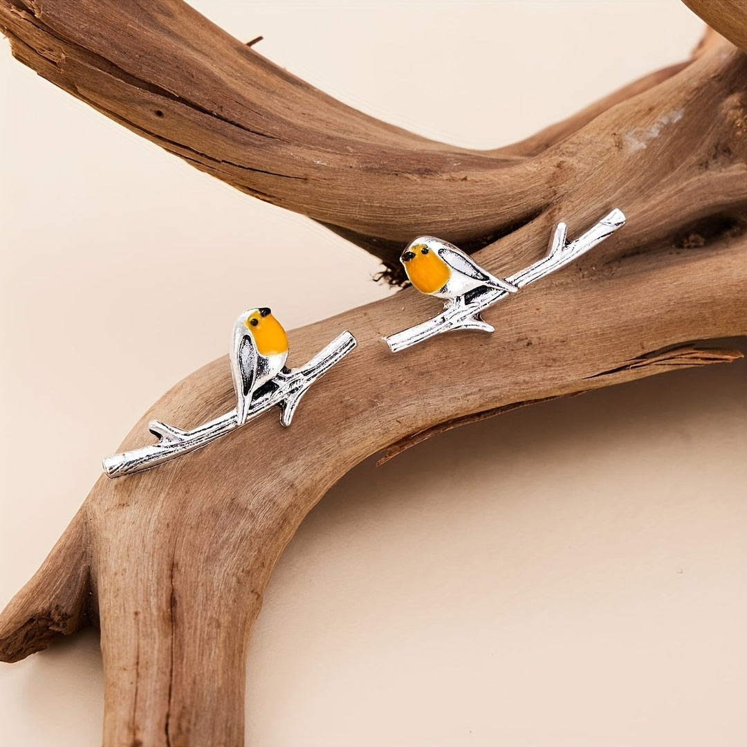 Bird motif earrings
