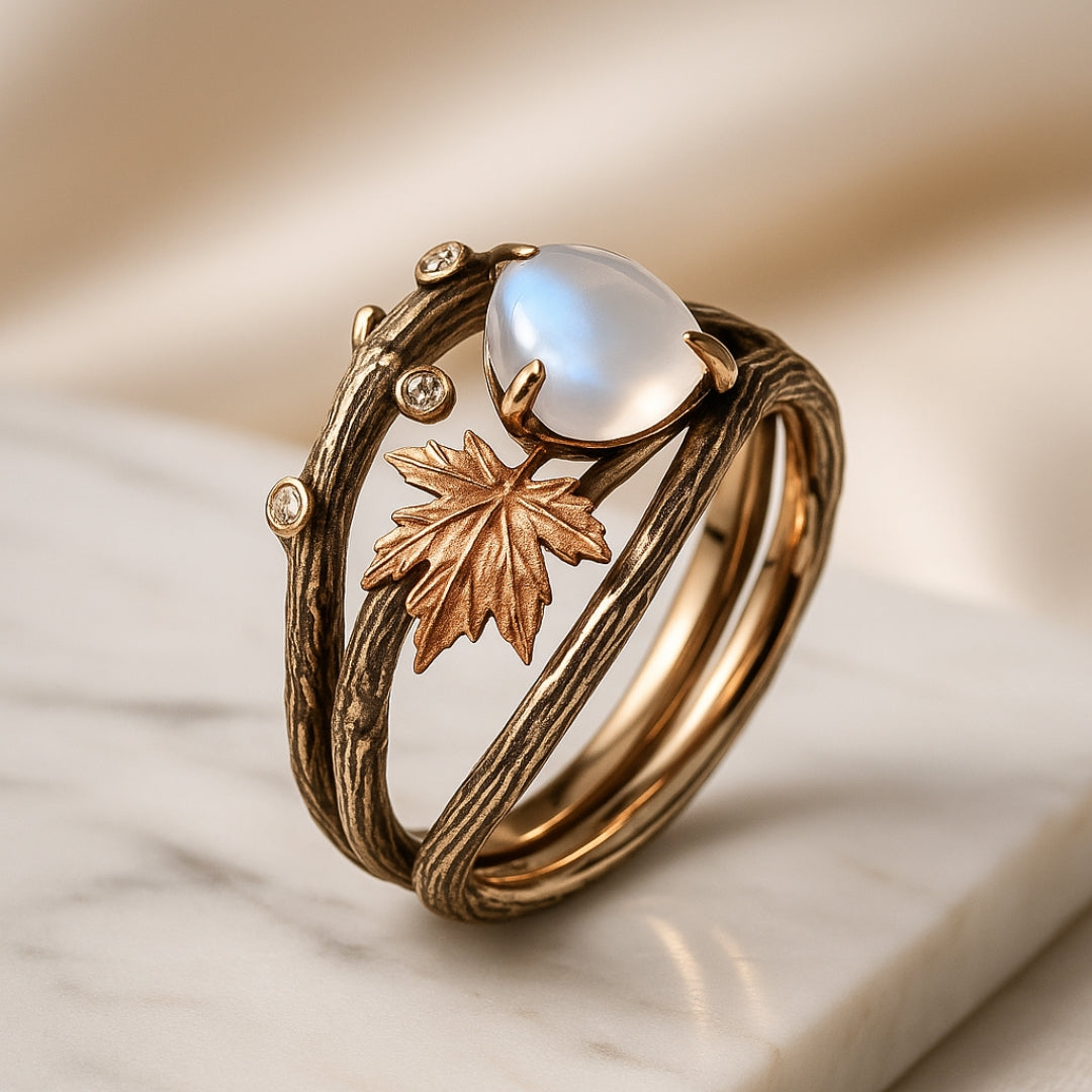 Natural ring with moonstone