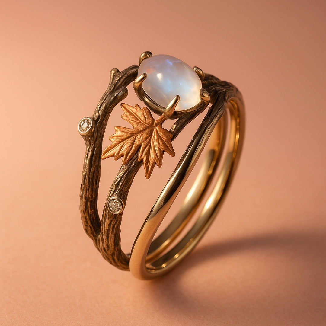 Natural ring with moonstone
