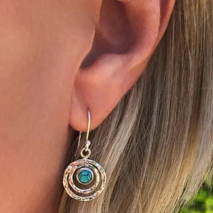 Boho Saturn Earrings in Turquoise and Gold