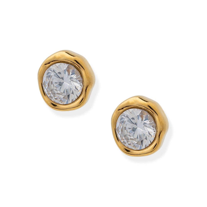 Timeless gold round zirconia earrings