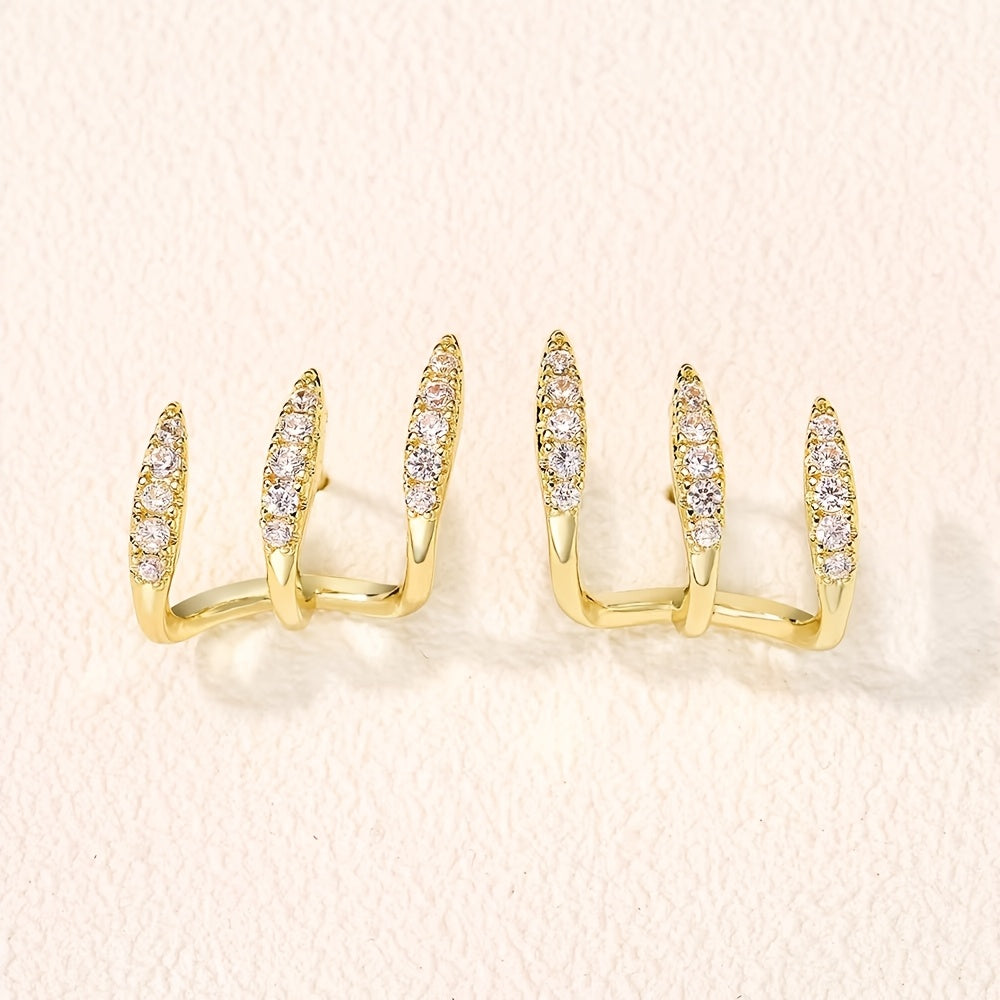 Elegant Earrings with Rhinestones and Three-Prong Setting - Haller