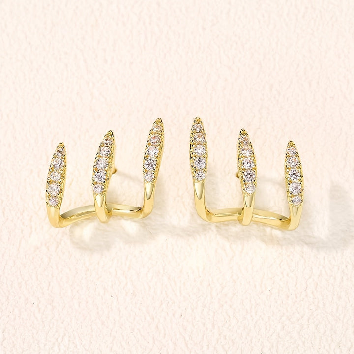 Elegant Earrings with Rhinestones and Three-Prong Setting - Haller