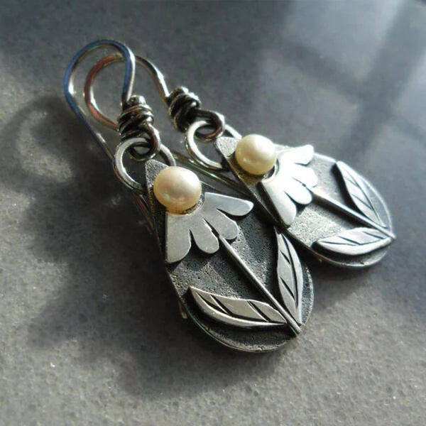 Vintage earrings with floral drops