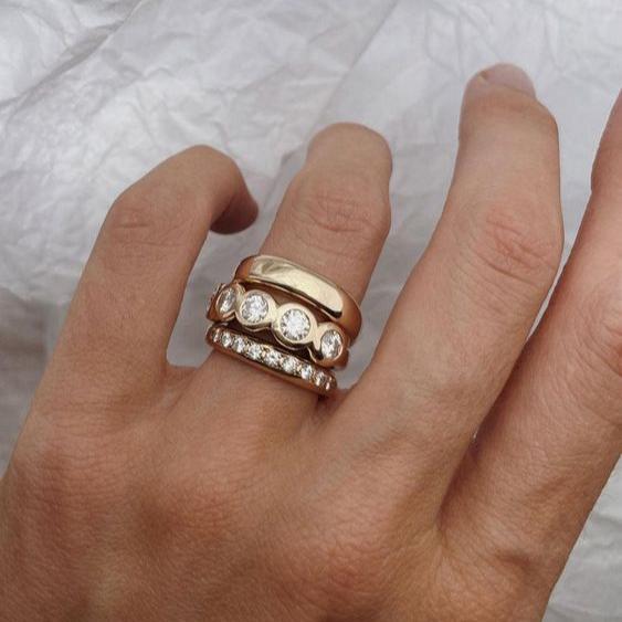 Cubic Zirconia Stackable Ring Set in Gold Tone