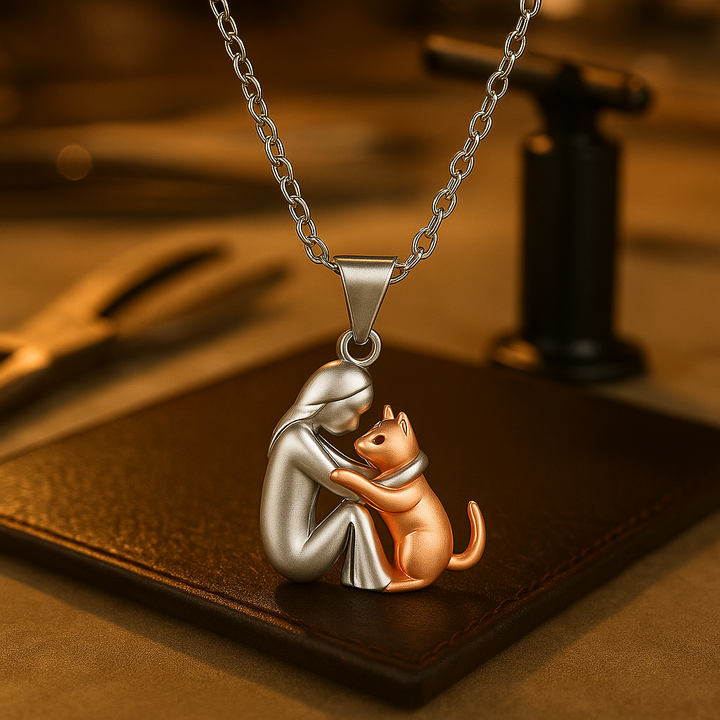 Cat Hugging Pendant Necklace