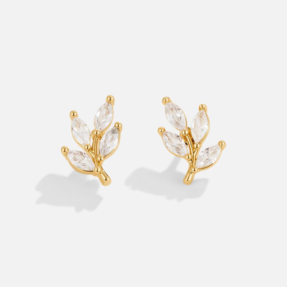 Chic leaf earrings with crystal