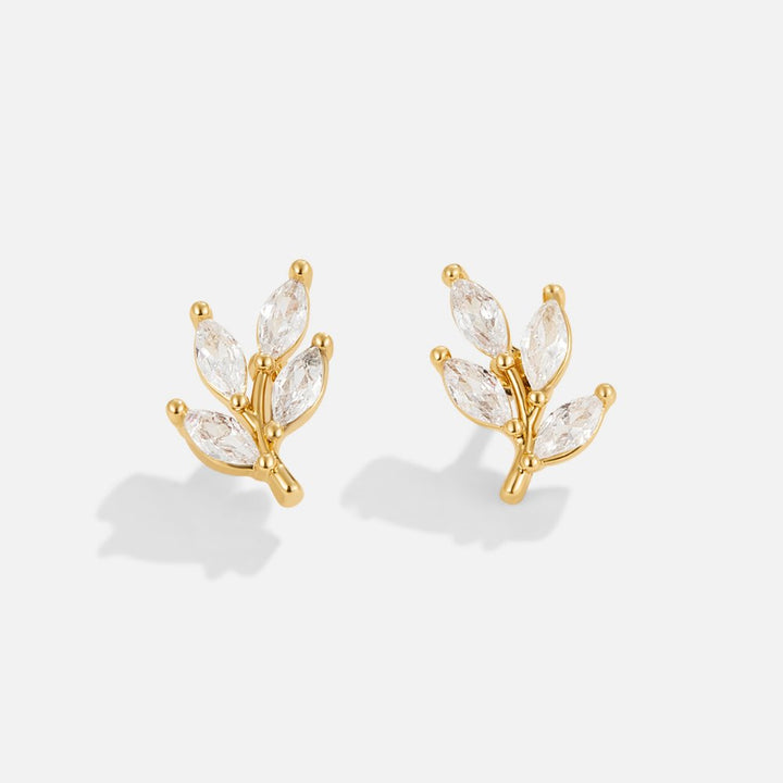 Chic leaf earrings with crystal
