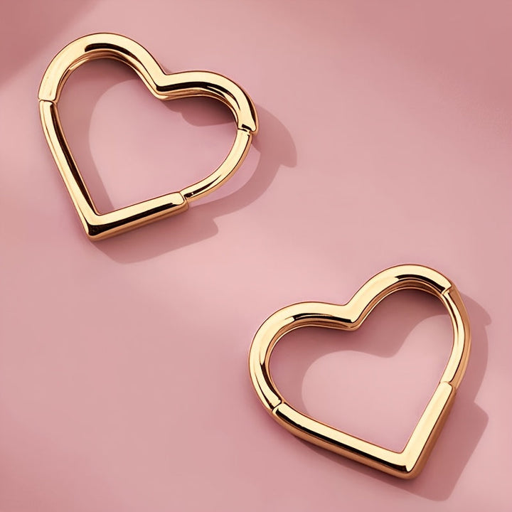 Gold-Colored Stainless Steel Heart Earrings - Haller