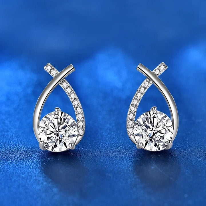 Luxurious Intertwined Zirconia Drop Stud Earrings