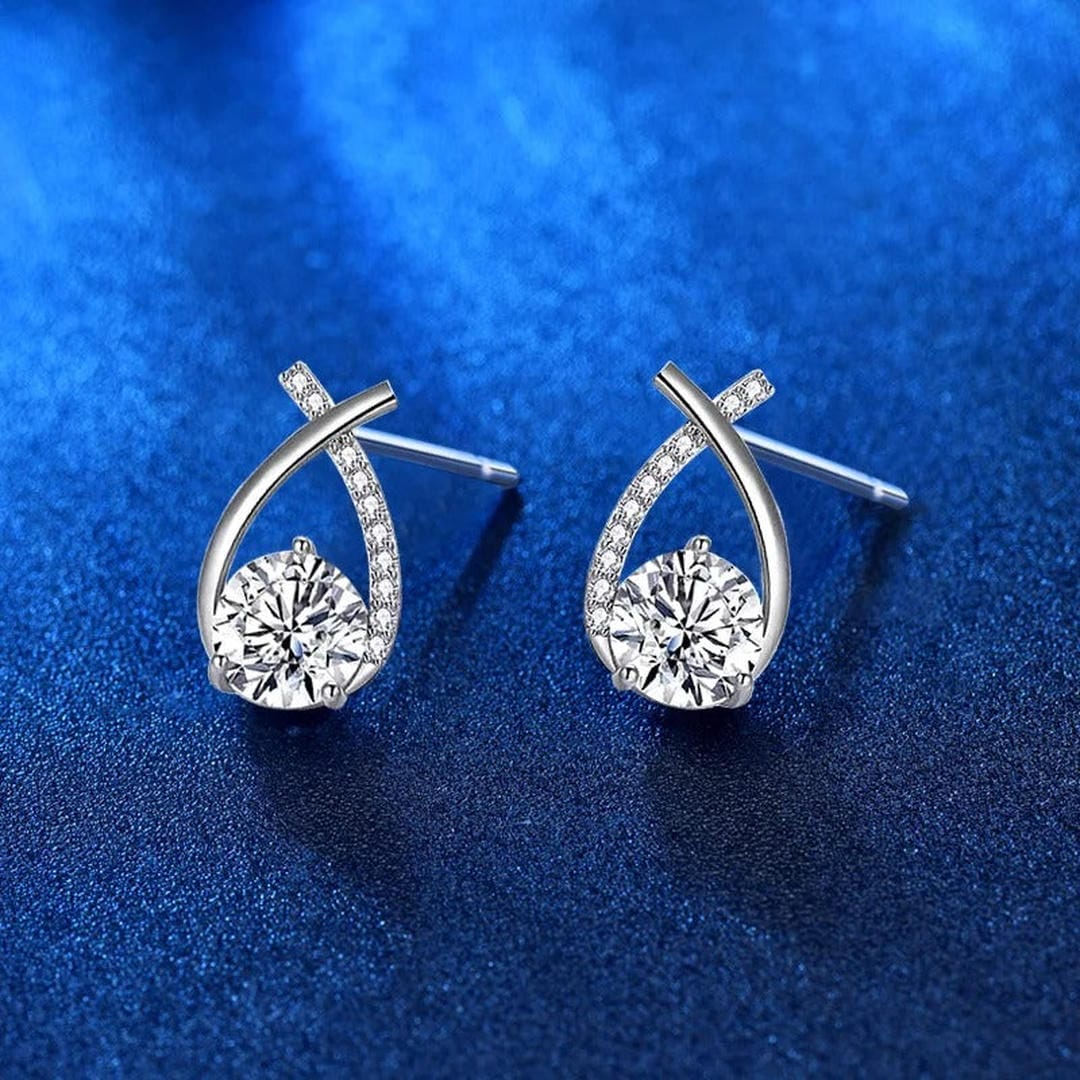 Luxurious Intertwined Zirconia Drop Stud Earrings