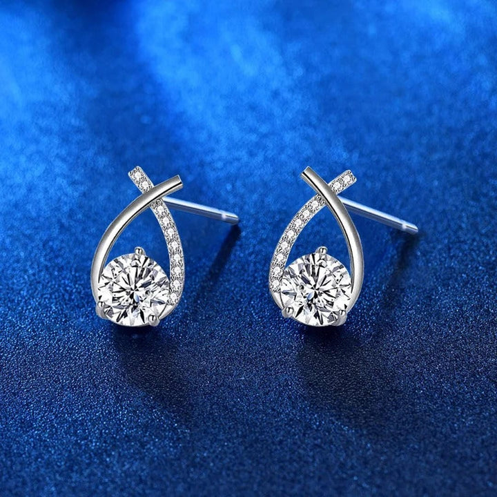 Luxurious Intertwined Zirconia Drop Stud Earrings