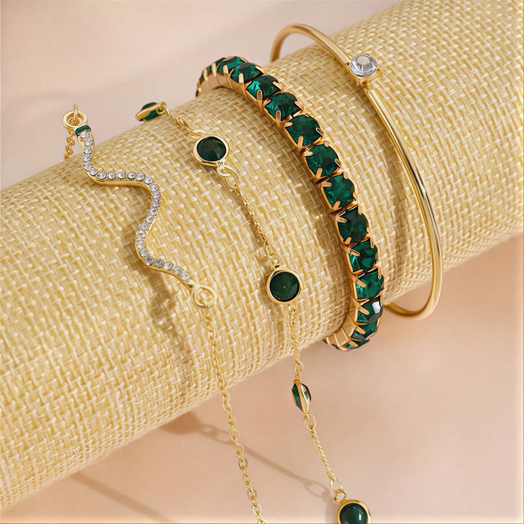 Layered Emerald Bracelet Set