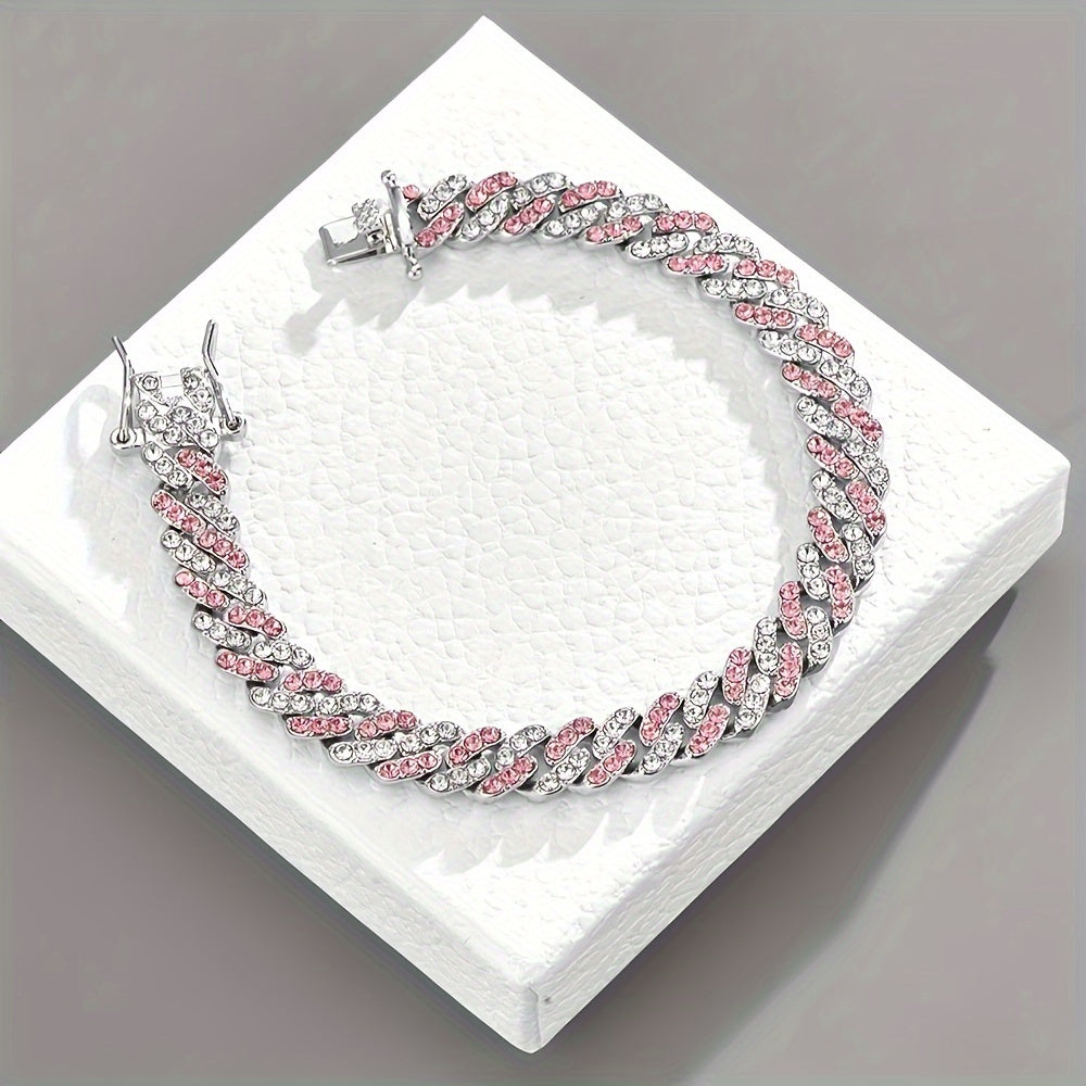 Elegant Cuban Rose Gold and Sapphire Bracelet