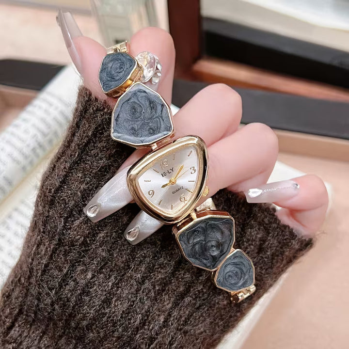 Gold Pearl-Stone Wristwatch