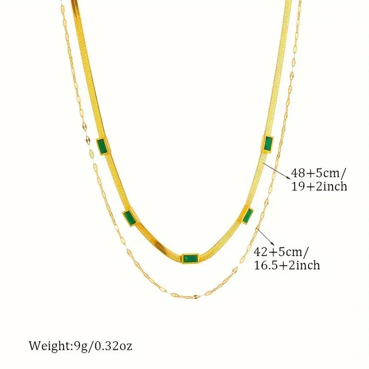 Sorella Two-Layer Retro Gold Necklace with Gemstone