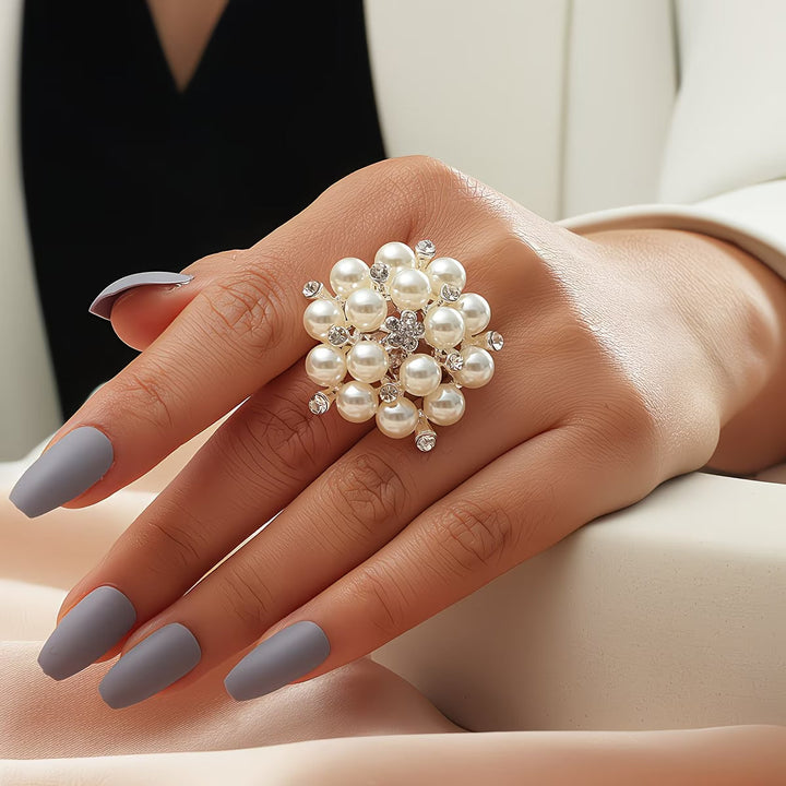 Adjustable Pearl Blossom Ring