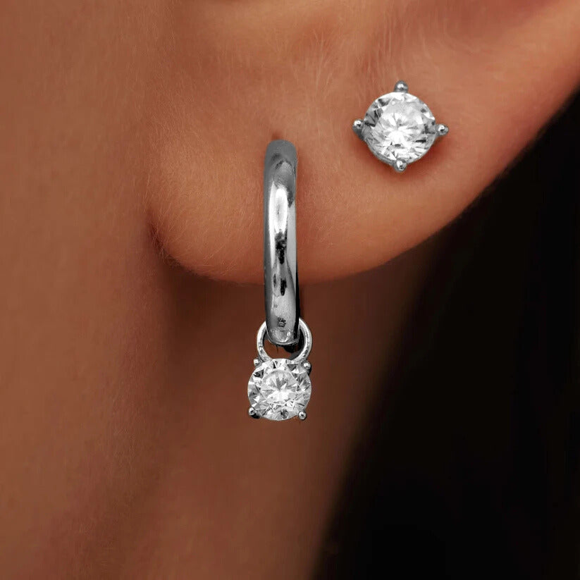 Larmes de Lune Stone Earring Set | White Gold