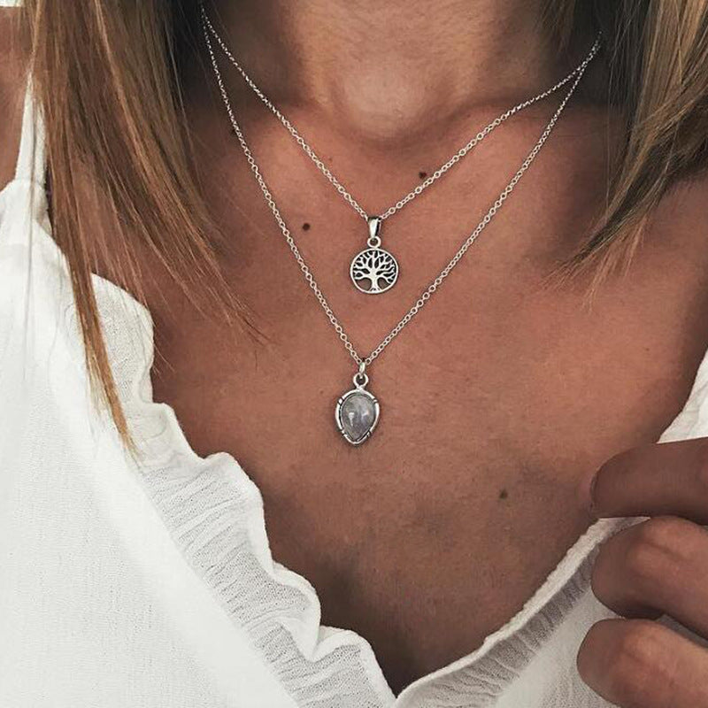 Multi-Strand Opal Necklace Tree of Life
