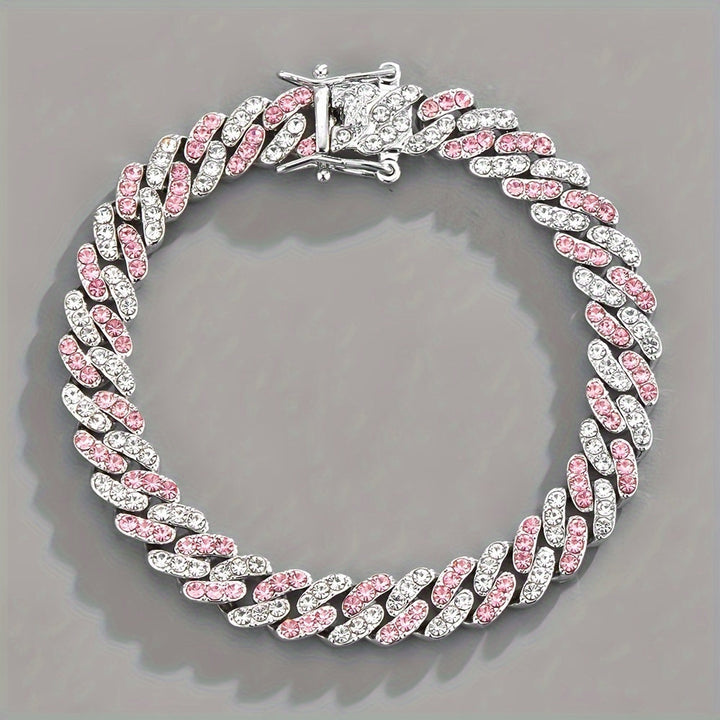 Elegant Cuban Rose Gold and Sapphire Bracelet