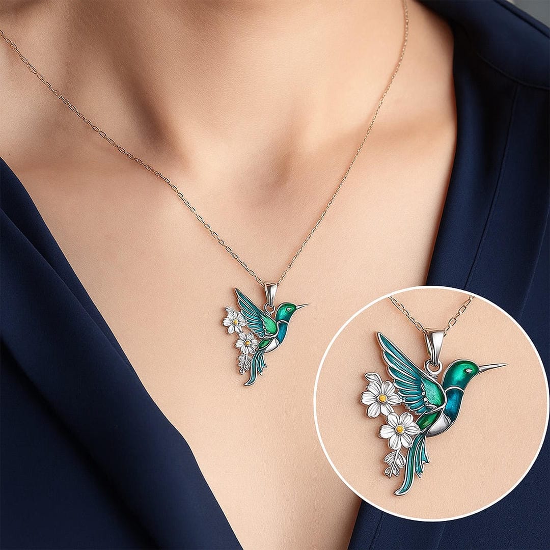 Beautiful hummingbird necklace with matching earrings