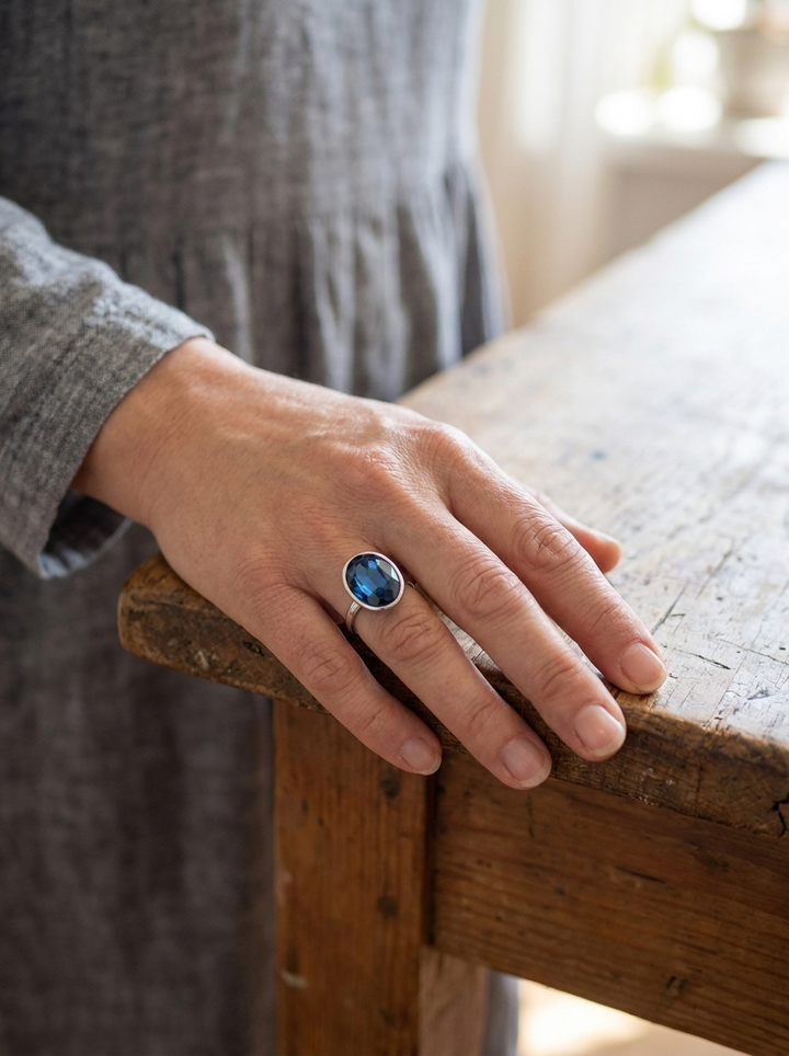 Sky Blue Ring with Vintage Shine